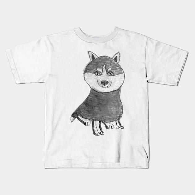 Husky - Art by 6 years old Kids T-Shirt by RealArtTees